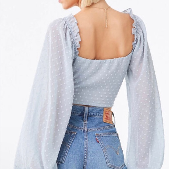 NWT- Clip Dot Sheer Balloon Sleeve Blouse, Medium - Picture 5 of 7